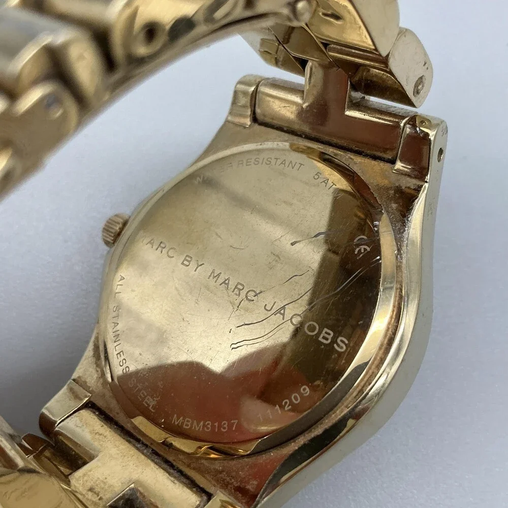 Marc By Marc Jacobs Womens Watch 41mm Gold Tone MBM3137 New Battery 5.5